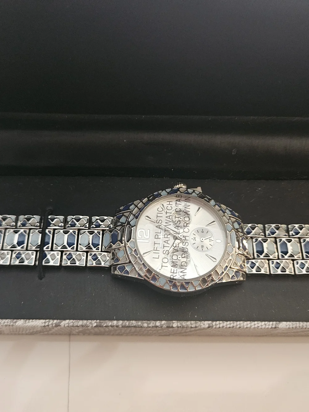 Heidi Klum Crystal Accent Bracelet Watch in Silver and Blue
